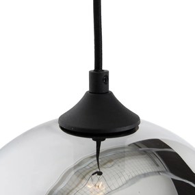 Candeeiro suspenso art déco preto com vidro fumê - Wallace Art Deco