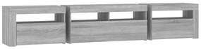 Móvel de TV com luzes LED 210x35x40 cm sonoma cinza