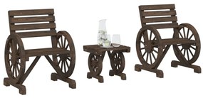 3 pcs conjunto lounge de jardim madeira de abeto maciça