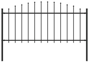 144940 vidaXL Cerca de jardim com topo em lanças (0,5-0,75)x1,7 m aço preto