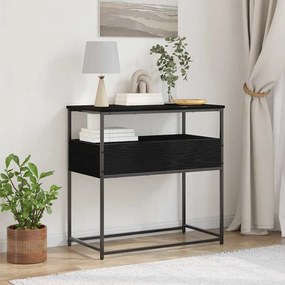 Mesa de Consola vidaXL Preto Carvalho 75x40x75 cm Madeira Engenharia e Aço