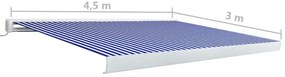 Toldo motorizado com caixa 450x300 cm azul e branco