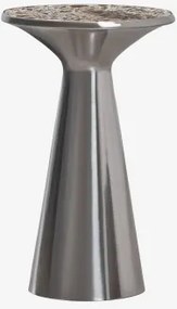 Mesa Auxiliar Redonda Ø30 Cm Em Aço Inoxidável Selmalis Mármore Marrom Emperador - Sklum