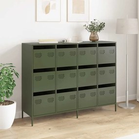 Aparador 135x39x103,5 cm aço laminado a frio verde-azeitona