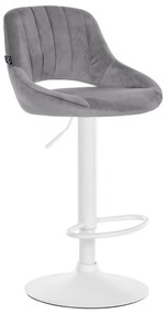 Banco alto Milet em veludo com estrutura branca 85-106 x 47 x 48 cm Cinzento