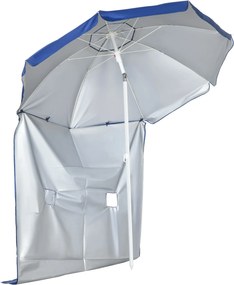 Outsunny Guarda Sol Praia Painel Lateral Manivela Manual Teto Inclinável 2 Bolsos 2 Janelas Ø191x211 cm Azul Portátil | Aosom Portugal