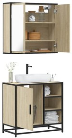 vidaXL 2 pcs conj. móveis casa banho derivados madeira carvalho sonoma