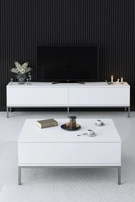 Mesa de Centro Lord – Branco/Prateado – 90x40x60 cm