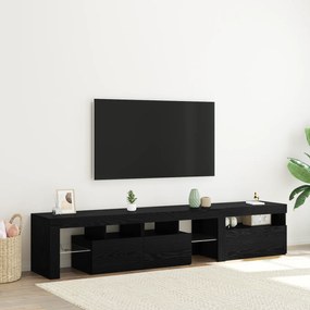 Gabinetes de TV vidaXL 2 peças com luzes LED de carvalho preto em madeira engenheirada
