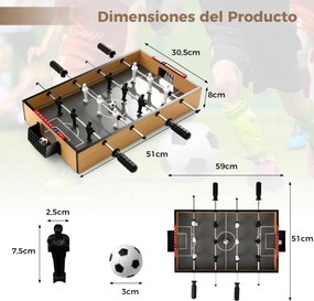 Mesa de matraquilhos LED de 51 cm para sala de jogos com economia de espaço com pega antiderrapante 2 bolas realistas Jogadores para bar de festas