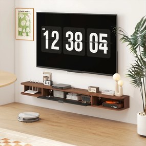 Móvel de TV Suspenso, 140 x 24 x 16 cm, Montagem na Parede, Cor Nogueira