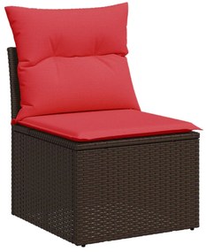 vidaXL Cadeira de jardim sem braços com almofadas em vime sintético marrom