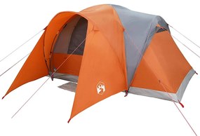 Tenda familiar cúpula para 6 pessoas impermeável cinza/laranja