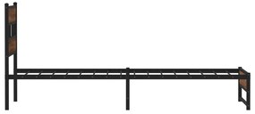 Estrutura de cama sem colchão 90x200 cm metal carvalho castanho