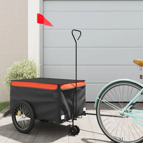 Reboque para bicicleta 30 kg ferro preto e laranja