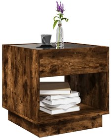 Mesa de centro luzes LED Infinity 50x50x50 cm carvalho fumado