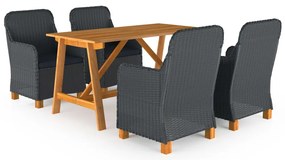 5 pcs conjunto de jantar para jardim cinzento-escuro
