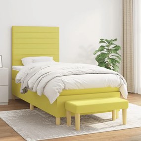 vidaXL Cama com molas/colchão 80x200 cm tecido verde-claro