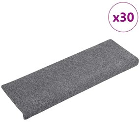 Tapetes de escada autoadesivos 30 pcs 65x21x4cm cinzento-claro