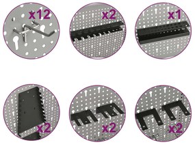 Placas perfuradas de parede 4 pcs 40x58 cm aço