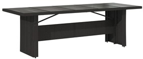 Mesa de jardim com tampo de vidro 240x90x75 cm vime PE preto