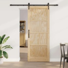 Porta Deslizante vidaXL com Conjunto de Hardware 83x211 cm Madeira Sólida de Pinho