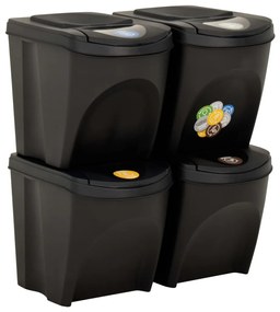 Caixotes do lixo empilháveis 4 pcs 100 L antracite