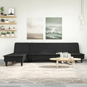 vidaXL Sofá-cama em forma de L 279x140x70 cm tecido preto