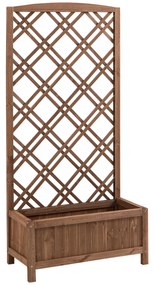 Outsunny Floreira com Treliça de Madeira Caixa de Plantio com Suporte para Plantas Trepadeiras 60x30x122,5cm Marrom | Aosom Portugal