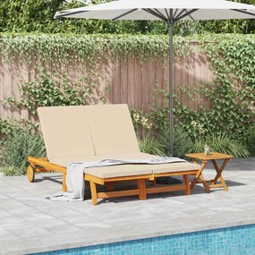 vidaXL Espreguiçadeira com almofada 2-pessoa Castanho 125 x 200 x 84cm