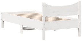 Cama sem colchão 75x190 cm madeira de pinho maciça branco