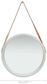 Espelho de parede com alça 50 cm prateado