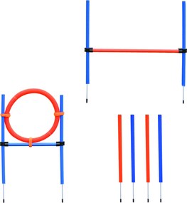 Kit de Treino Cães Agilidade Salto Polo Túnel Equipamento Azul Vermelho NOVO|Aosom Portugal