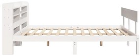 Cama sem colchão 140x190 cm madeira de pinho maciça branco
