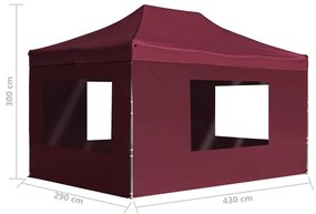 Tenda dobrável prof. c/ paredes alumínio 4,5x3m vermelho tinto