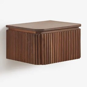 Mesa De Cabeceira Flutuante 35x30 Cm Em Madeira De Acácia Biljandi Castanho-acácia Escuro - Sklum
