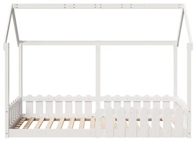 Cama infantil formato de casa 90x190 cm pinho maciço branco