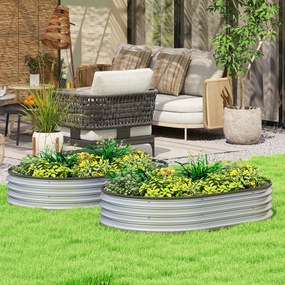 Conjunto de 2 floreiras de Exterior em Aço Galvanizado para Terraço Jardim 135x90x30 cm Prateado
