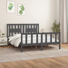 vidaXL Estrutura cama casal c/ cabeceira 150x200cm pinho maciço cinza