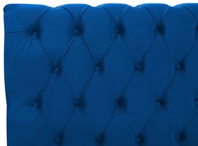 Cama de casal de água em veludo azul marinho 180 x 200 cm AVALLON Beliani