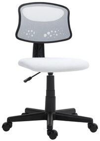 HOMCOM Cadeira de Escritório sem Apoio para os Braços com Encosto de Malha Respirável Altura Ajustável 43x48x78-88 cm Branco