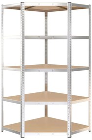 Estantes 5 prateleiras 4 pcs derivados de madeira/aço prateado