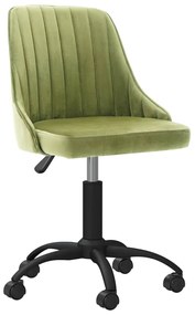 vidaXL Cadeira de jantar giratória veludo verde-claro