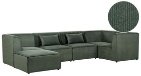 Sofá de canto 5 lugares com repousa-pés em bombazine verde escuro à esquerda LEMVIG Beliani