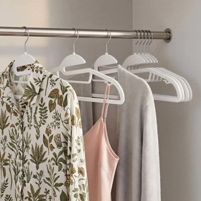 Conjunto de 20 Cabides de plástico, com abertura em forma de U brancos