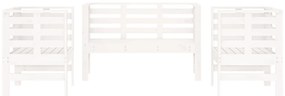 3 pcs conjunto lounge de jardim madeira de pinho maciça branco