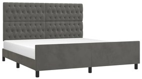 Estrutura de cama c/ cabeceira 180x200cm veludo cinzento-escuro