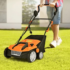 Escarificador elétrico 2 em 1 com cabo de 13 amperes Capacidade do saco de 13 amperes 50L Capacidade do saco ajustável em 4 posições e 2 lâminas amoví