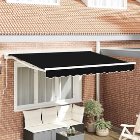 vidaXL Toldo Retrátil Manual Preto 300x200 cm Poliéster e Alumínio