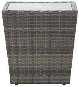3 pcs conjunto de bistrô para jardim vime PE e vidro cinzento